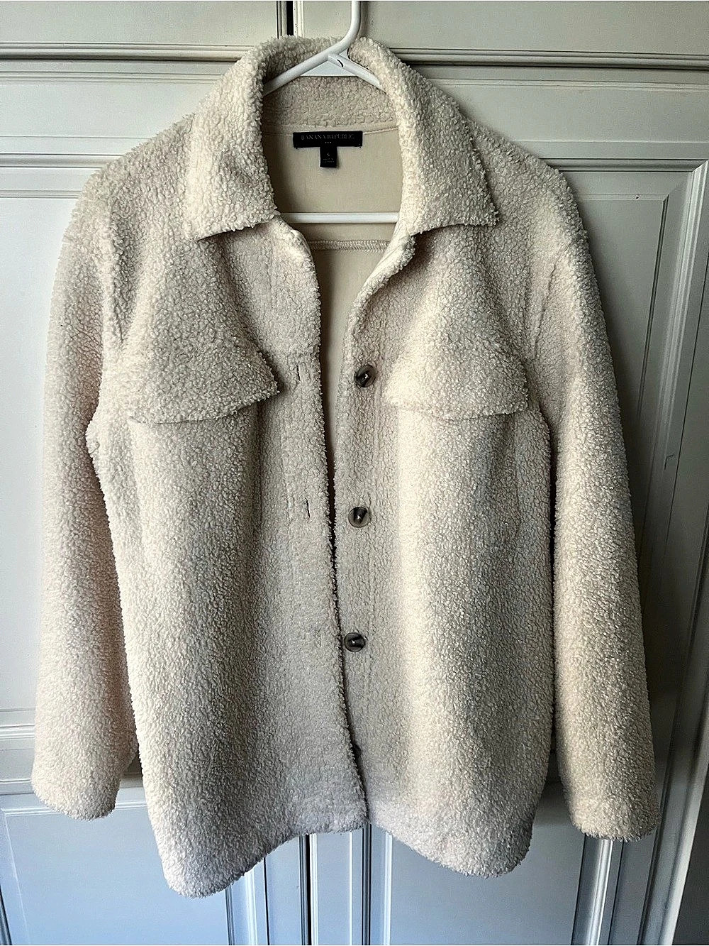 Banana Republic Teddy Jacket in Cream Size Small